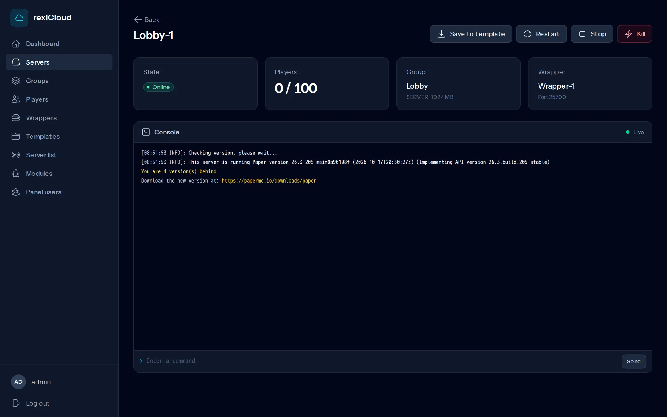 Live console