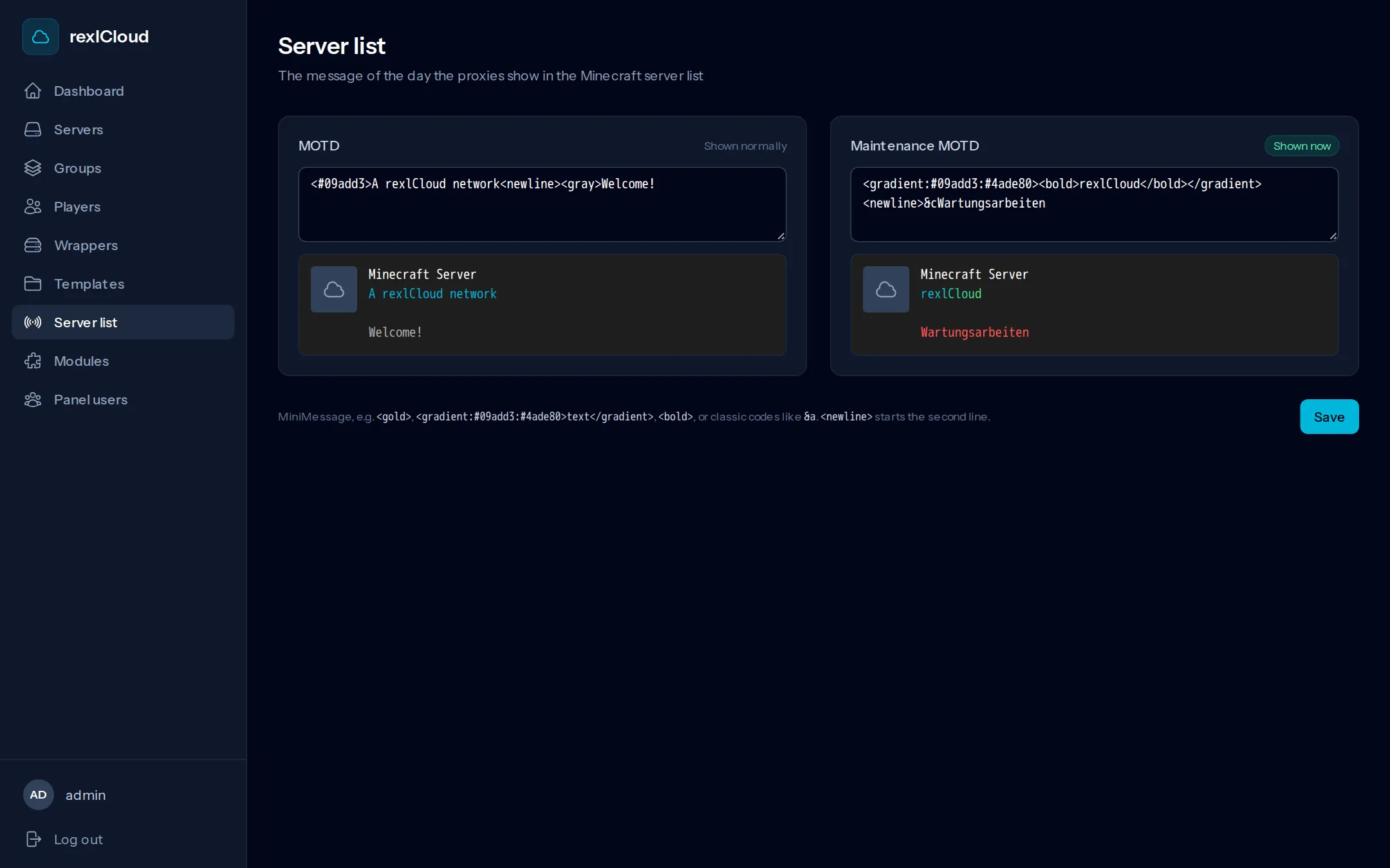 Server list